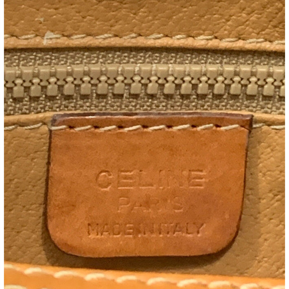 Vintage Celine Triomphe Macadam Clutch Brown Leather Canvas Wrist Handbag Unisex - Picture 14 of 15